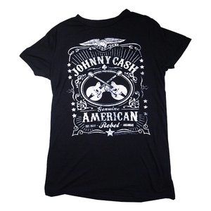 Johnny Cash T-shirt, Ladies Size Medium, Black w/White Graphic